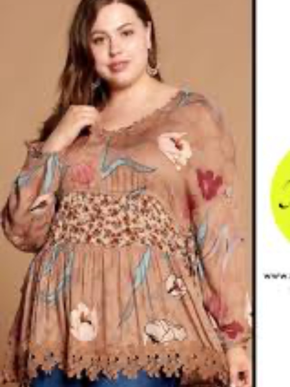 ODDY Whimsigoth Gold Floral Babydoll Tunic Top